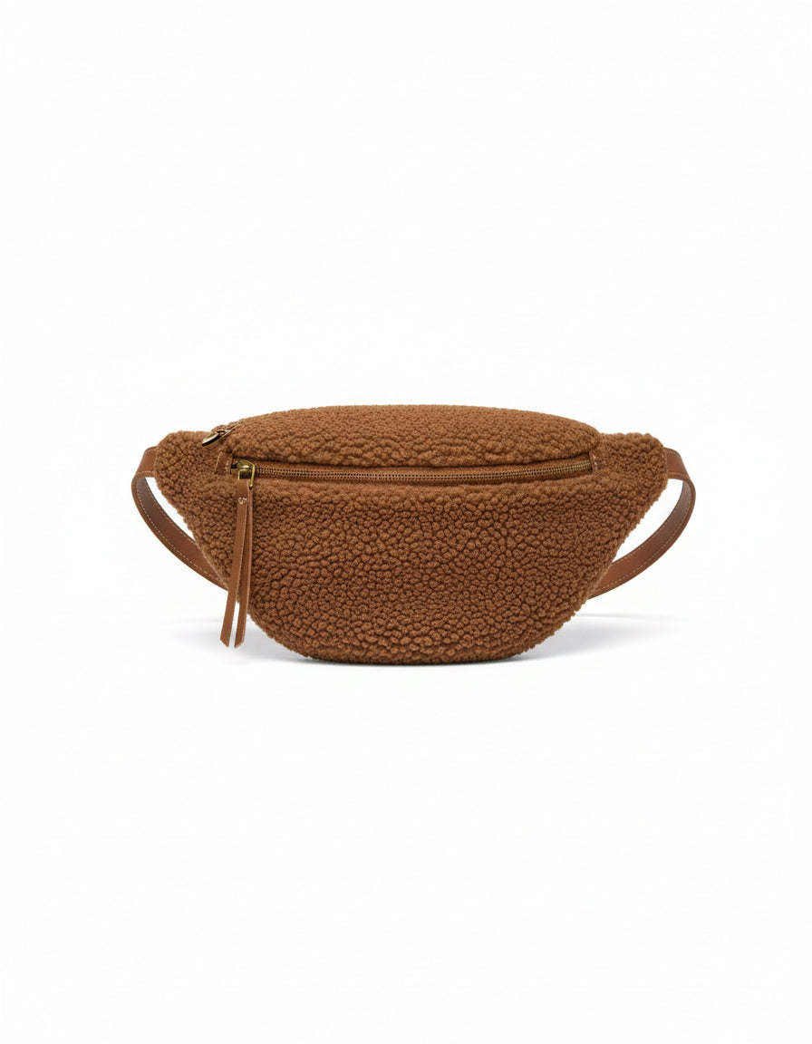 Sherpa Crossbody Sling Bag Brown