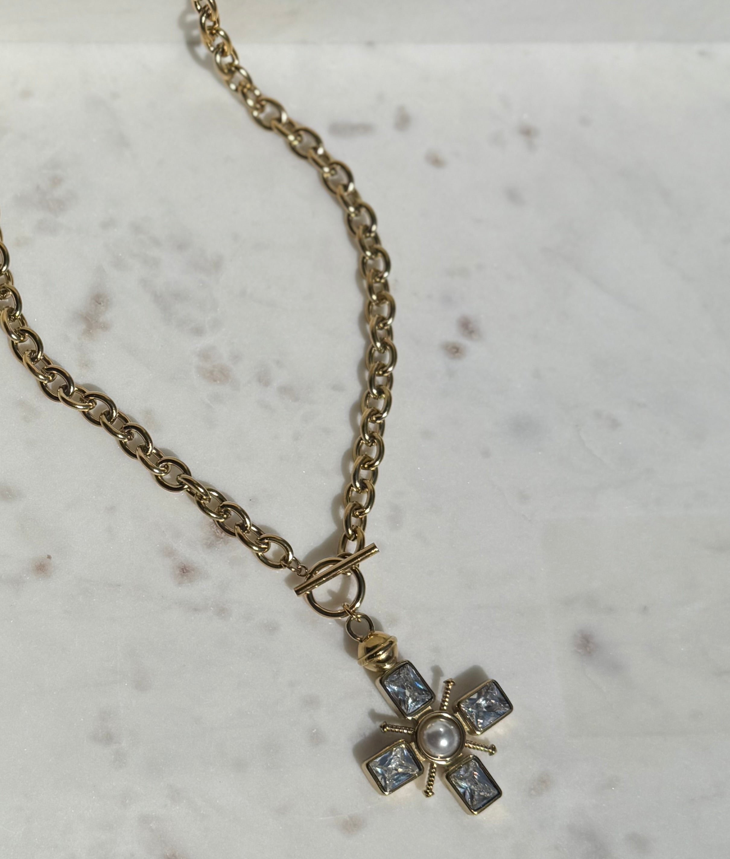 Patrice 18K Gold Non-Tarnish Cross Necklace