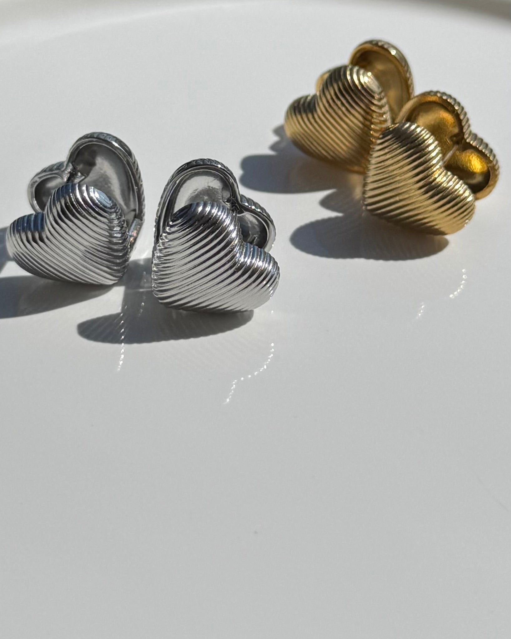 Heart Huggie Earrings Silver