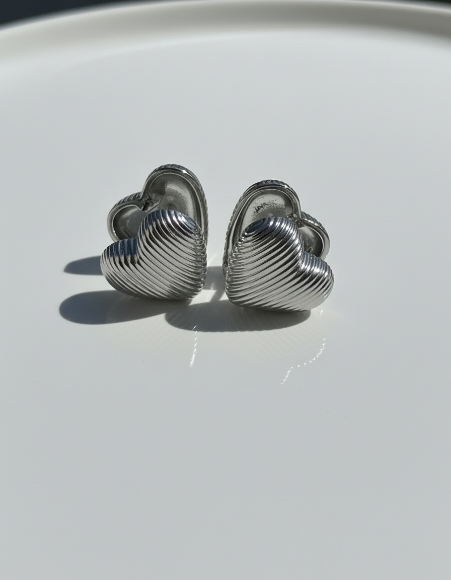 Heart Huggie Earrings Silver