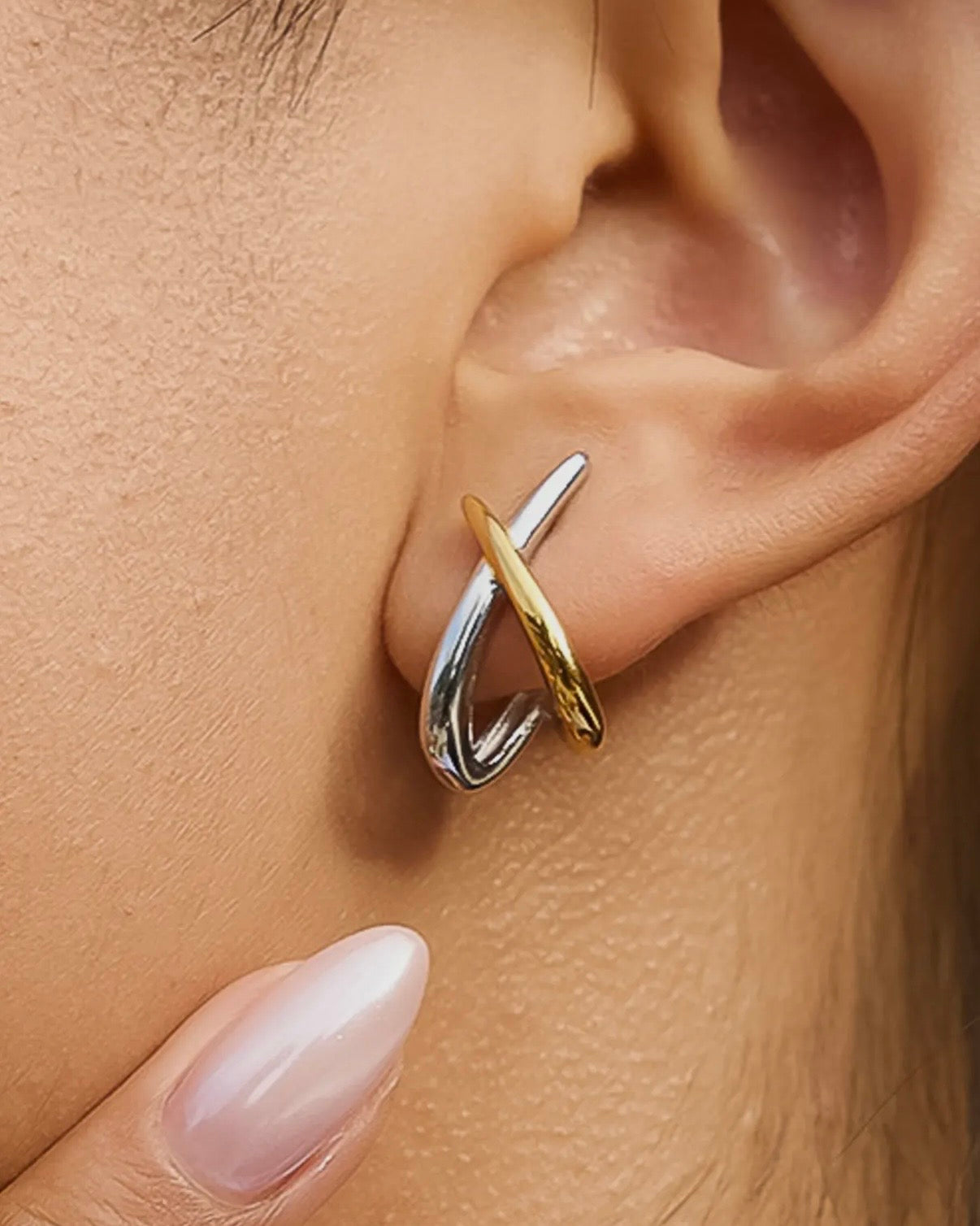 Staven Two Tone Crossover Earrings