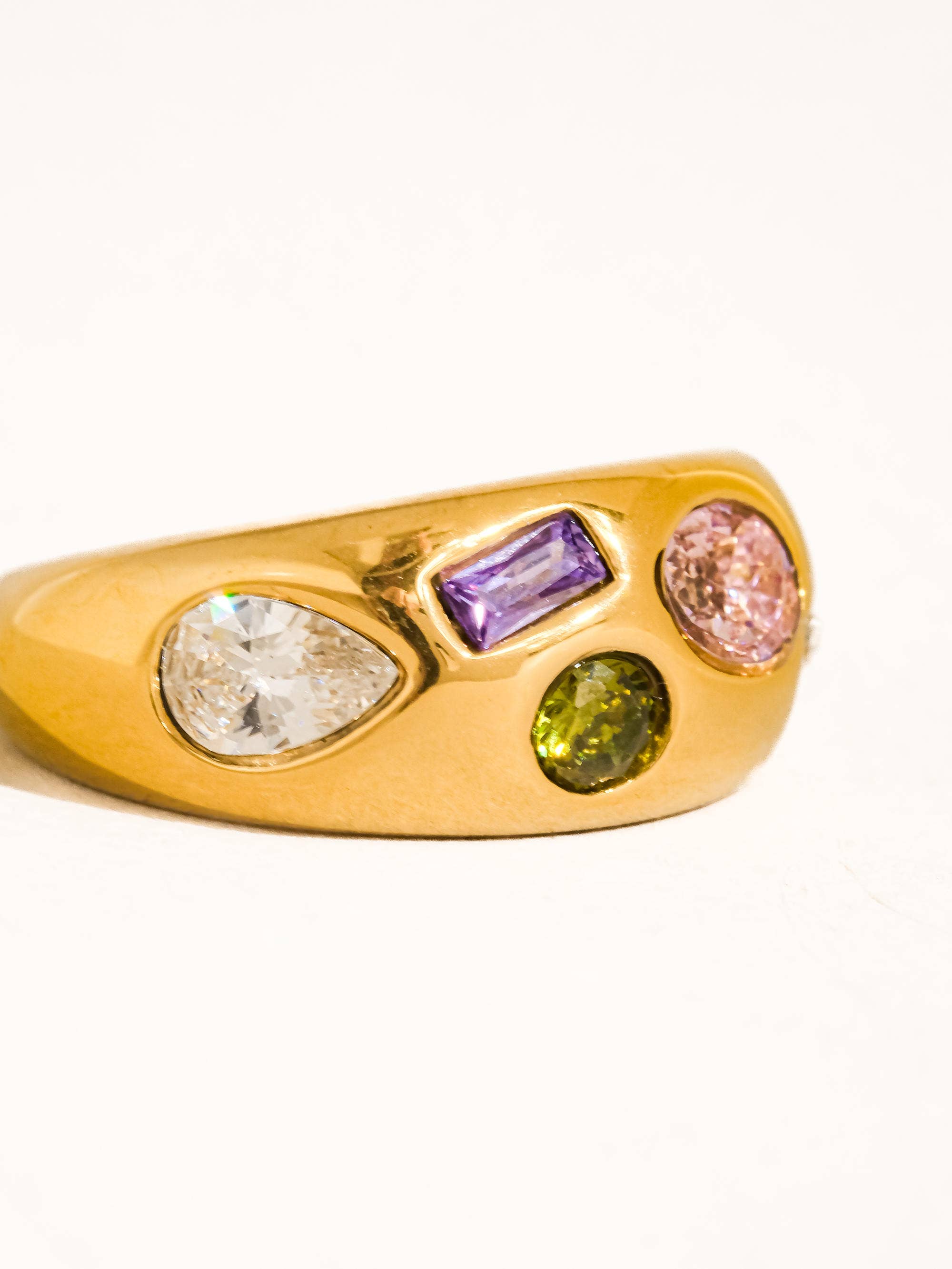 Orlume 18K Gold Non-Tarnish Colorful CZ Dome Ring