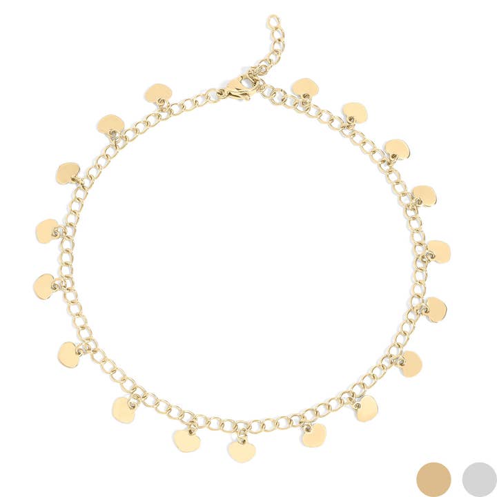 TT31-Stainless Steel SS Dangle Hearts Charm Anklet