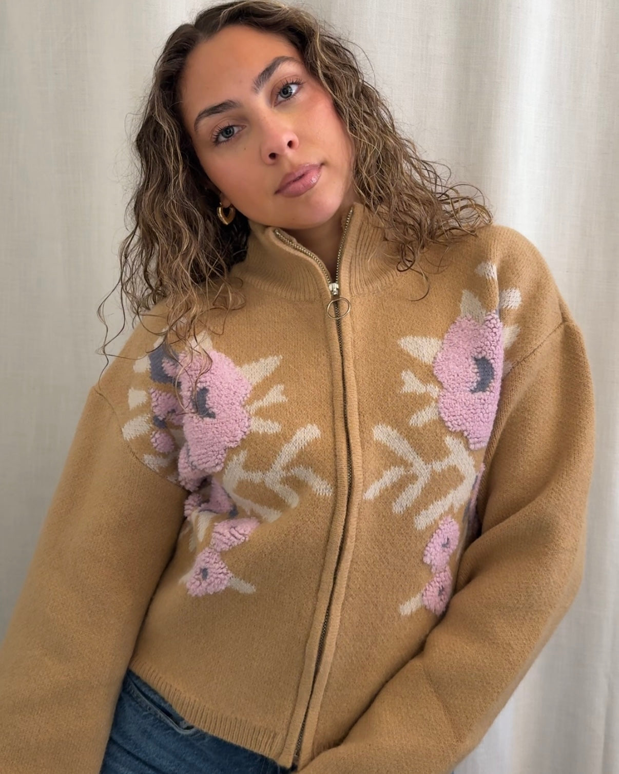 The Lyla Floral Zip Sweater Cardigan