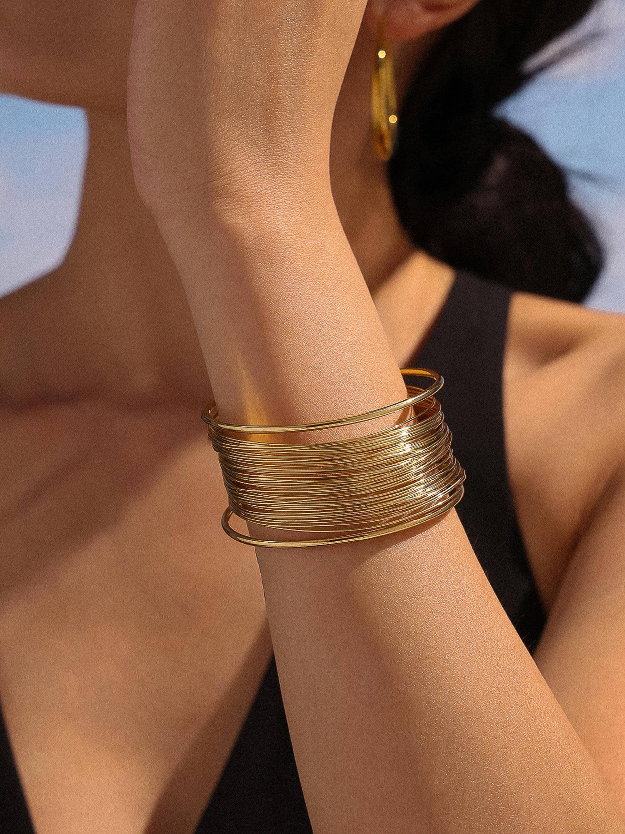 Roselith 18K Gold Non-Tarnish Statement Cuff Bracelet