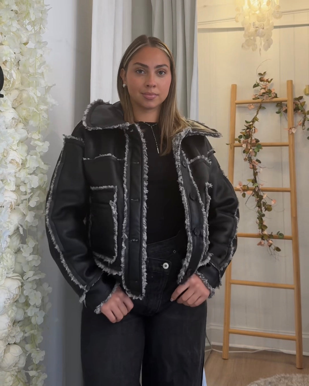 Reversible Faux Fur & Leather Short Jacket