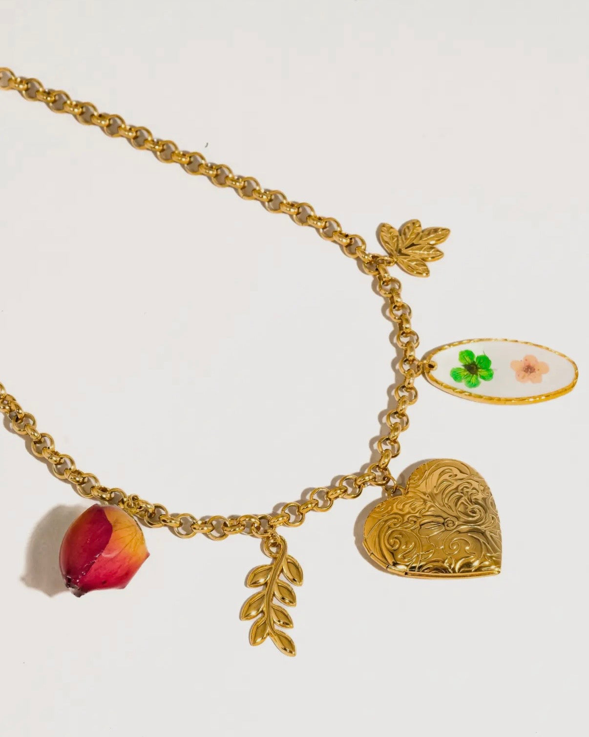 Lantana 18K Gold Non-Tarnish Vintage Locket Charm Necklace