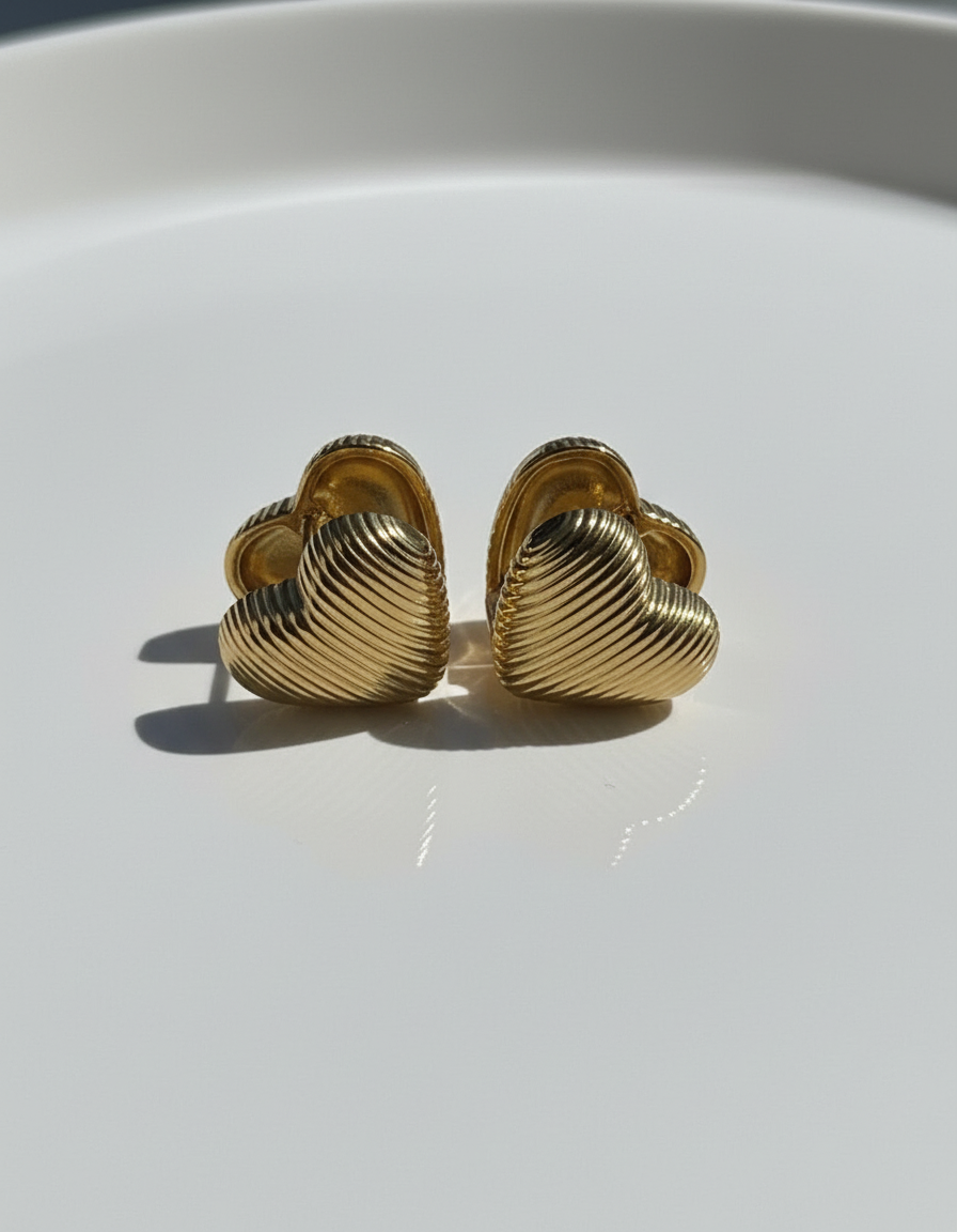 Heart Huggie Earrings Gold