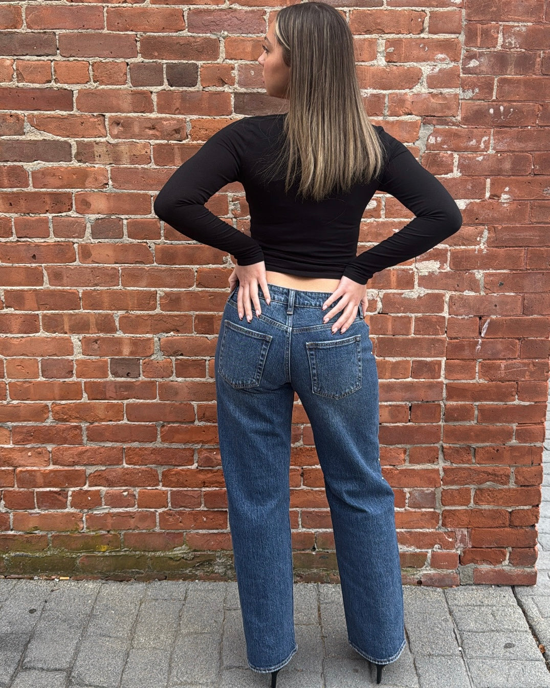 Low Rise Studded Baggy Jean Vintage-Inspired Low-Rise Studded Baggy Denim Jean