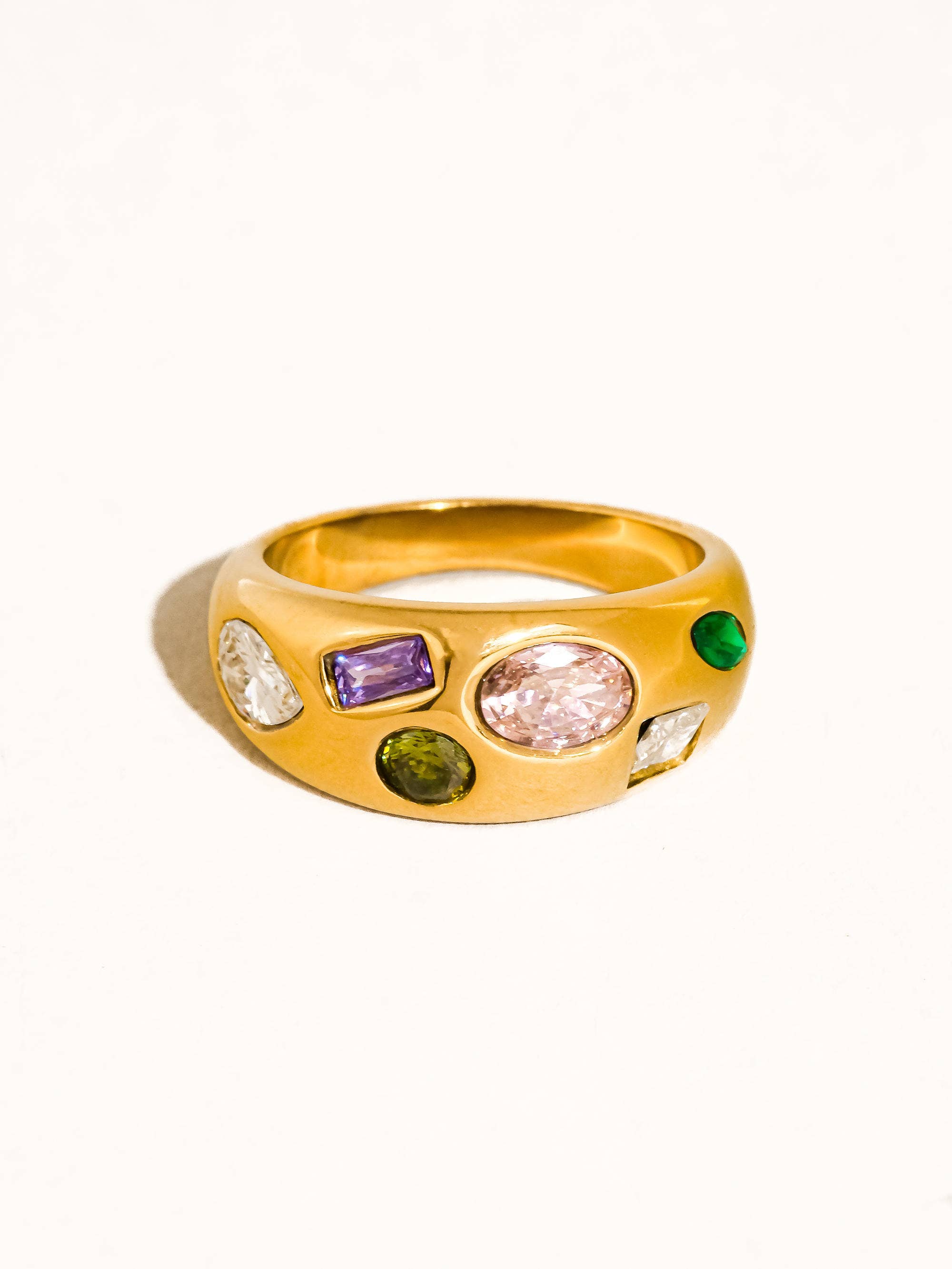 Orlume 18K Gold Non-Tarnish Colorful CZ Dome Ring – Compass Rose ...