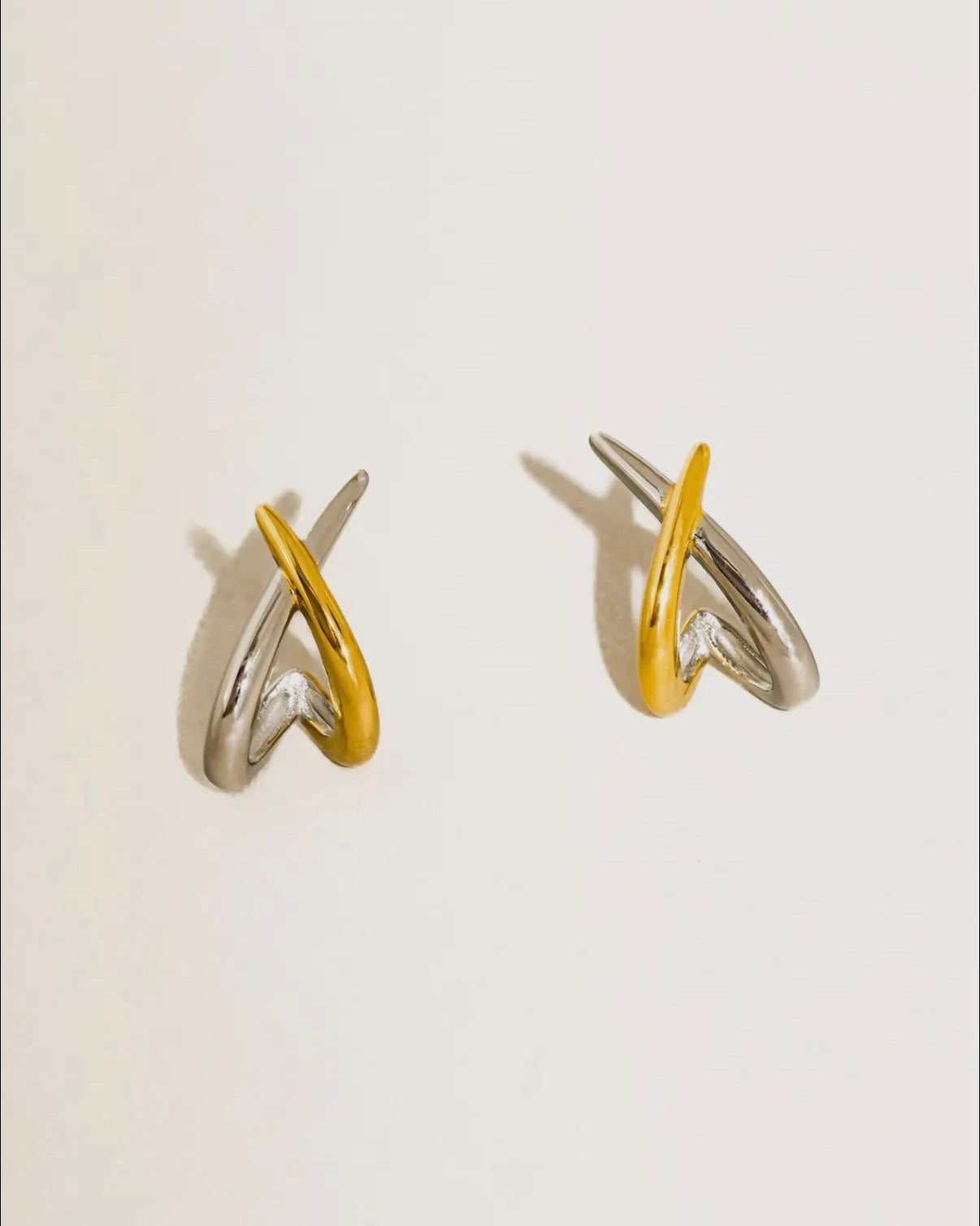 Staven Two Tone Crossover Earrings