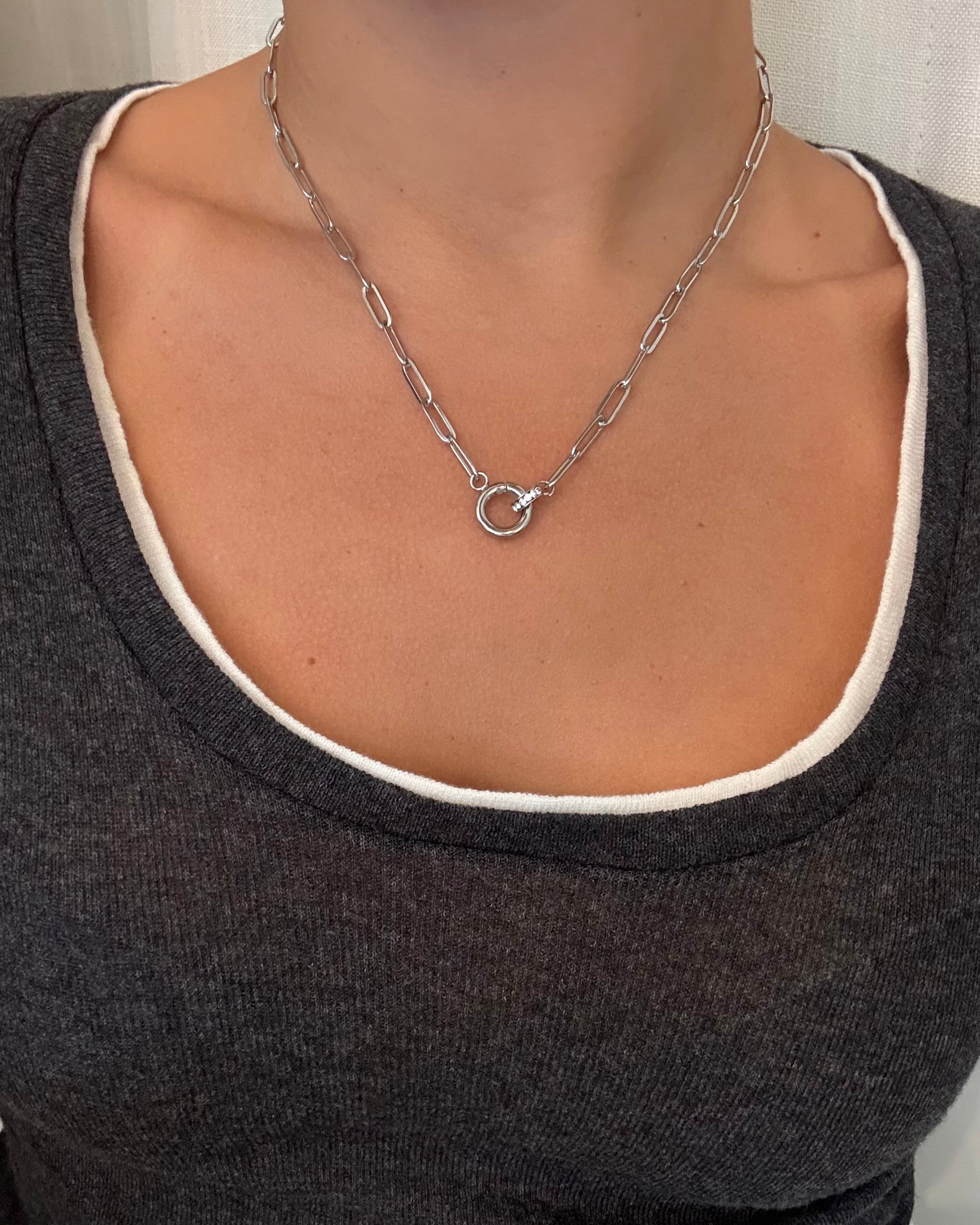 Rhinestone Charm Holder Necklace