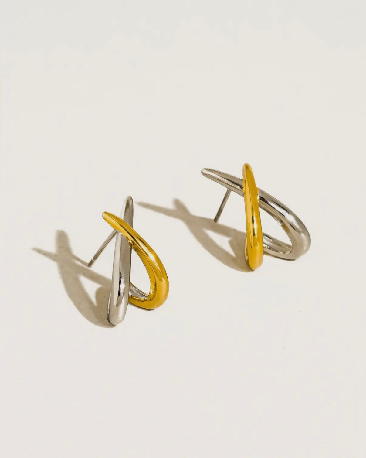 Staven Two Tone Crossover Earrings
