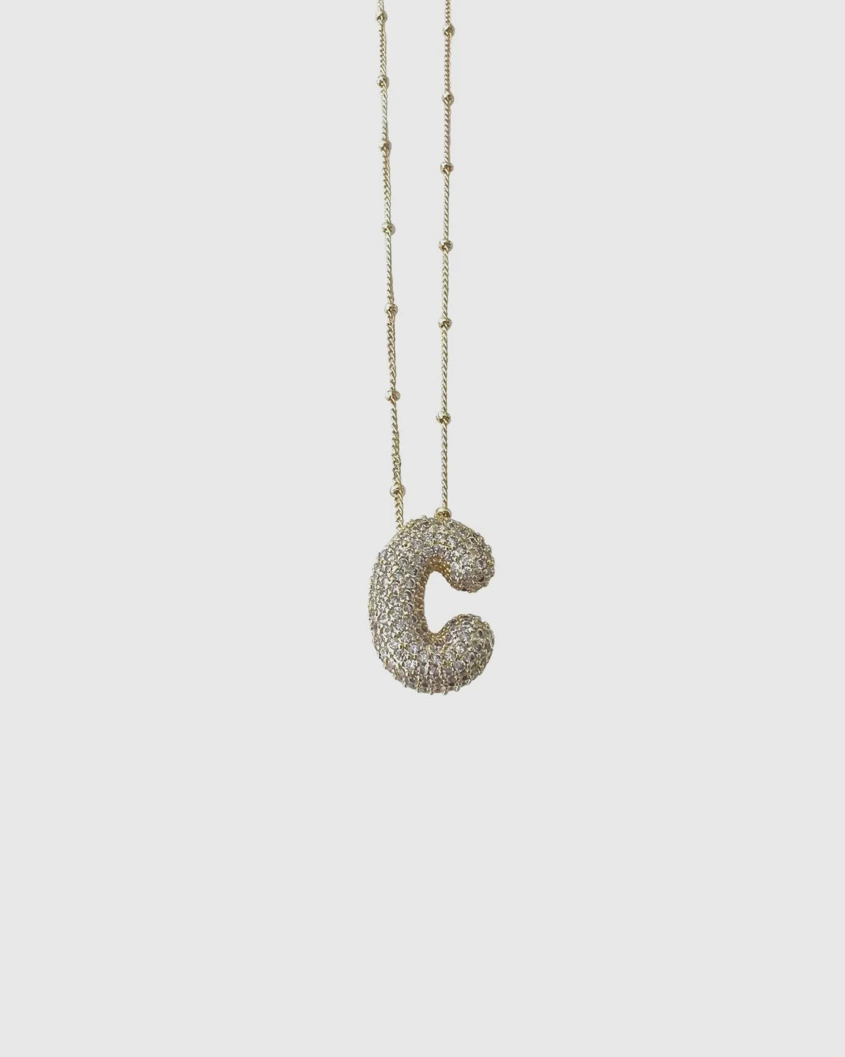 Bubble Pave Initial Necklace