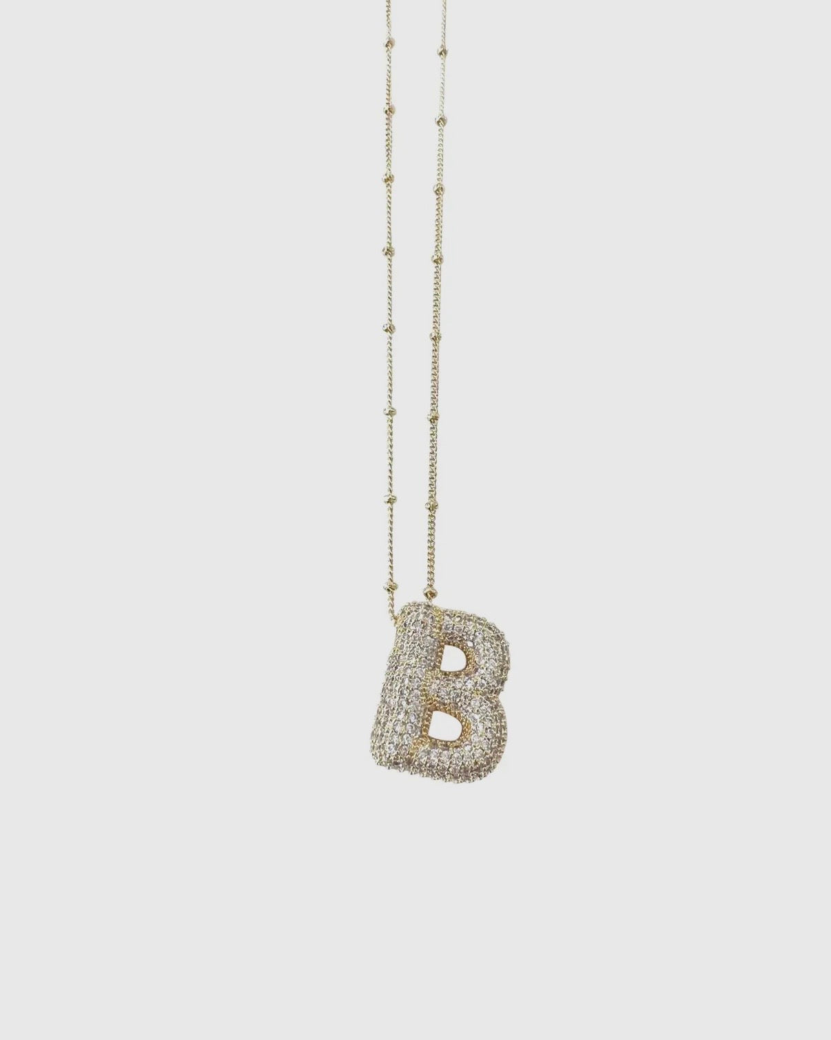 Bubble Pave Initial Necklace