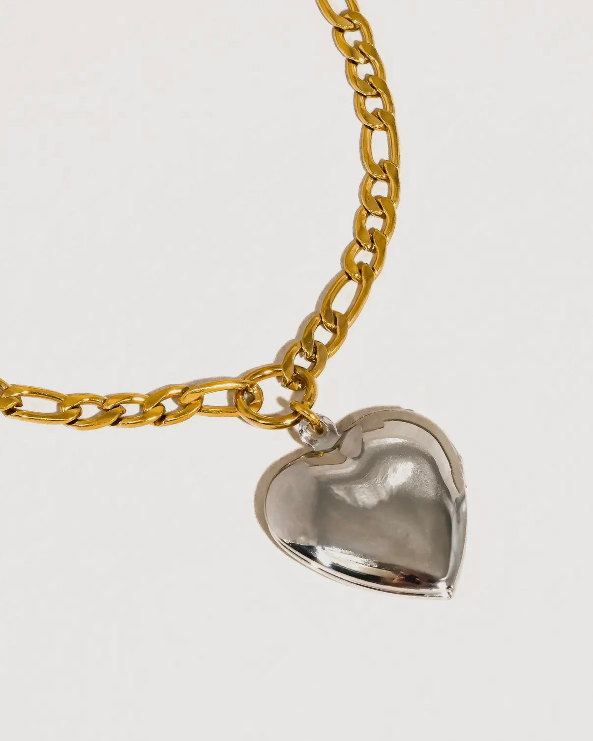 Heidi 18K Gold Non-Tarnish Two Tone Heart Locket Necklace