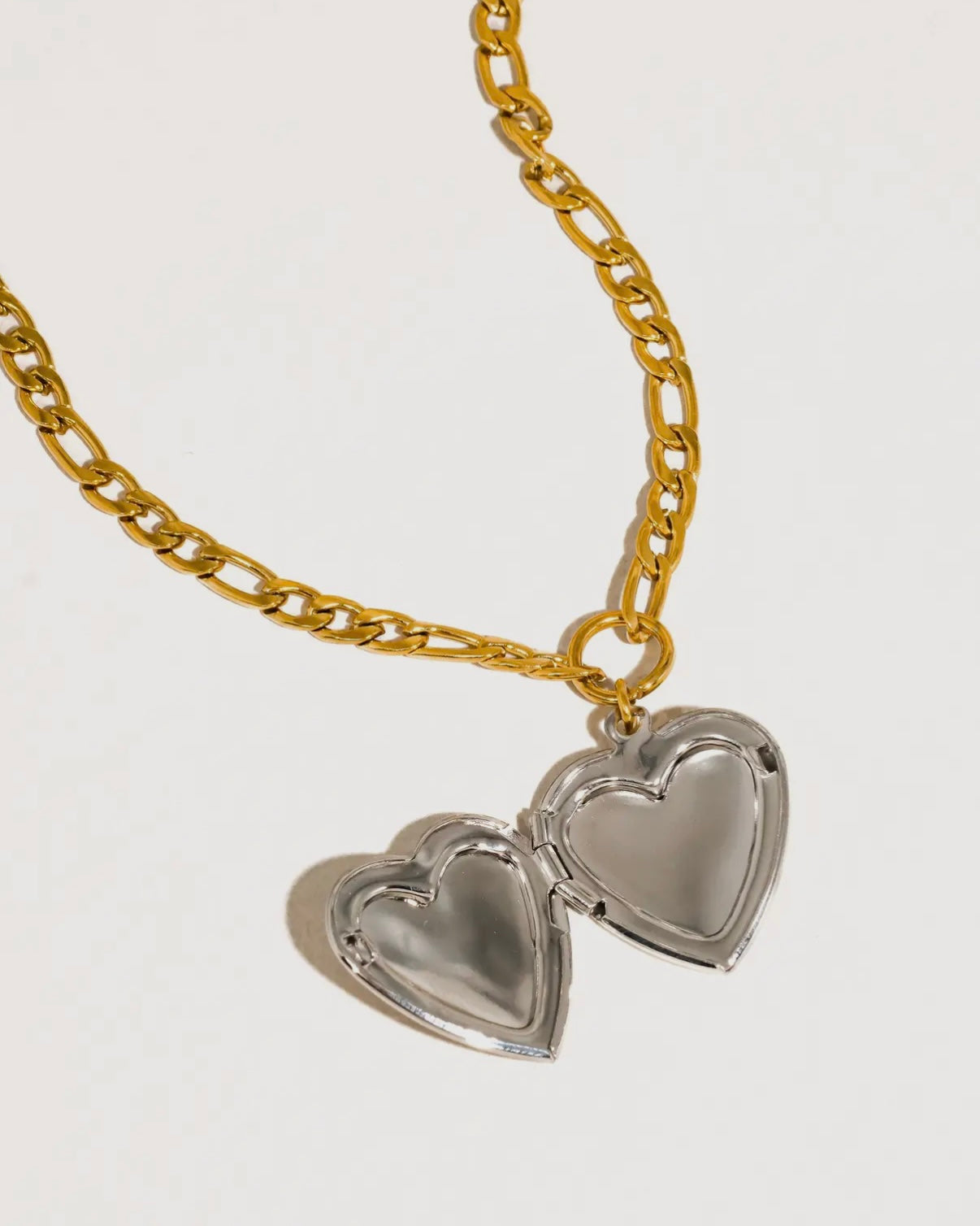 Heidi 18K Gold Non-Tarnish Two Tone Heart Locket Necklace