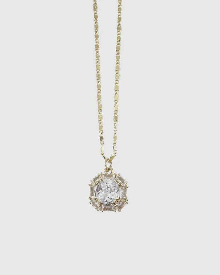 CZ Square Charm Necklace