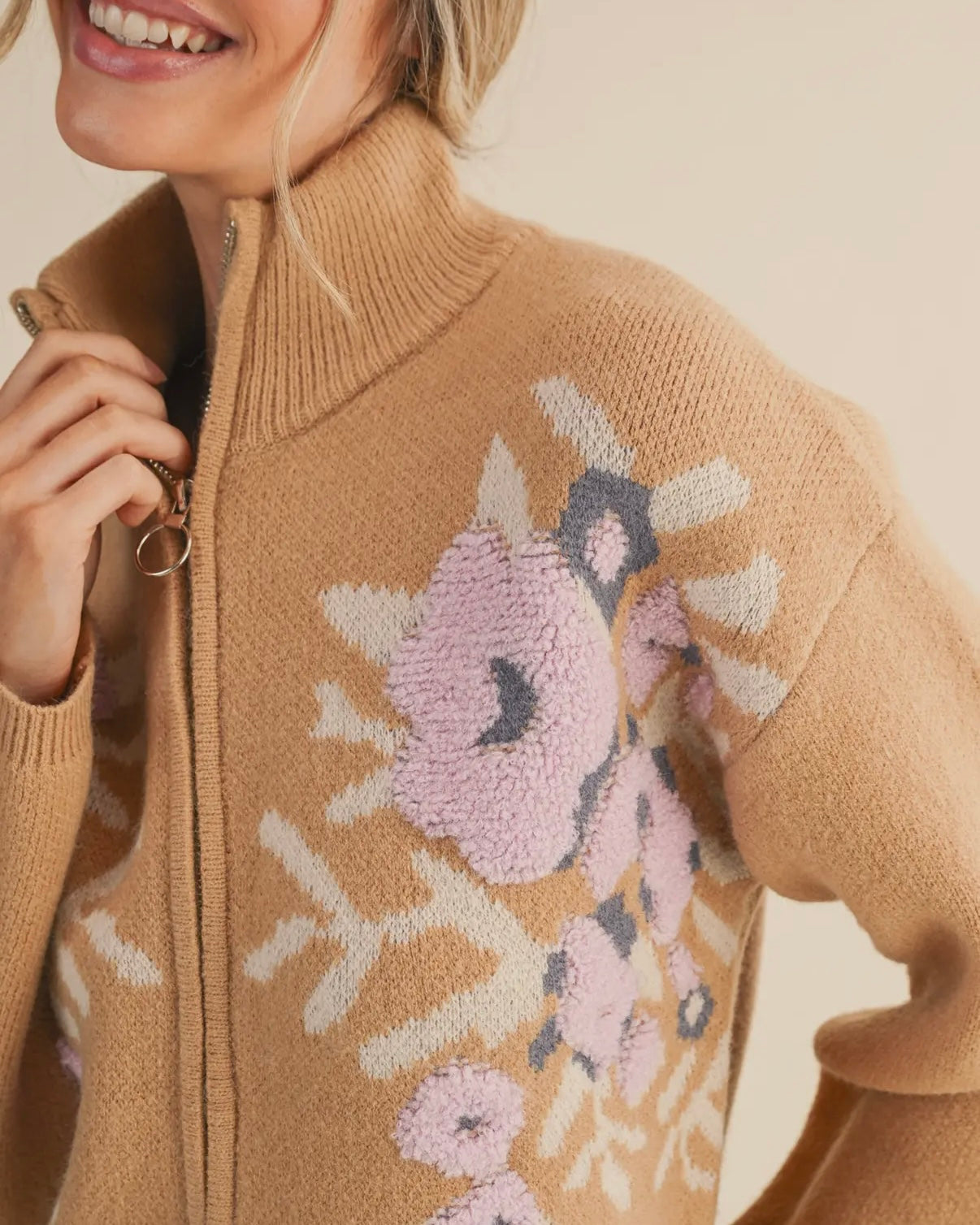The Lyla Floral Zip Sweater Cardigan
