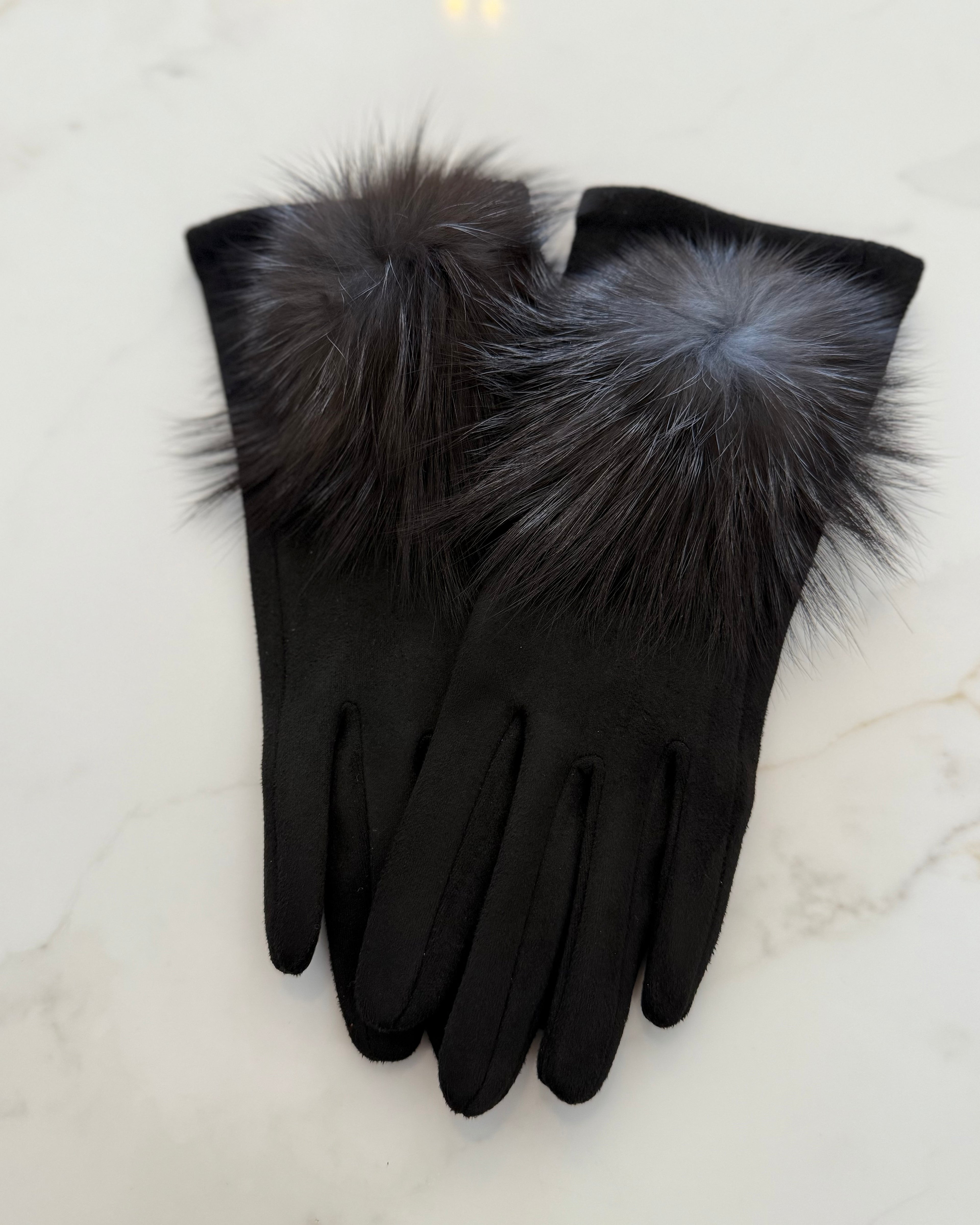 Furry Pom Pom Gloves