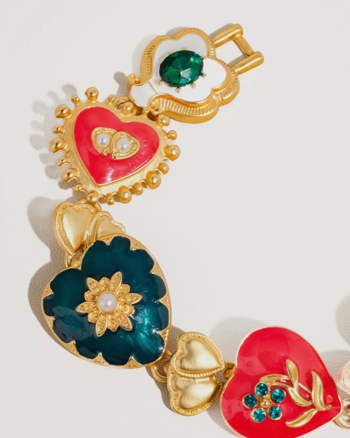 Elysian 18K Gold Boho Baroque Heart Color Bracelet