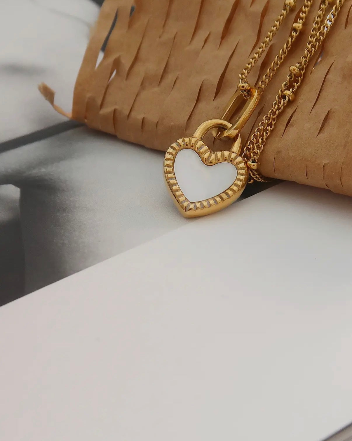 Lexi Double-Sided Black & White Heart Necklace