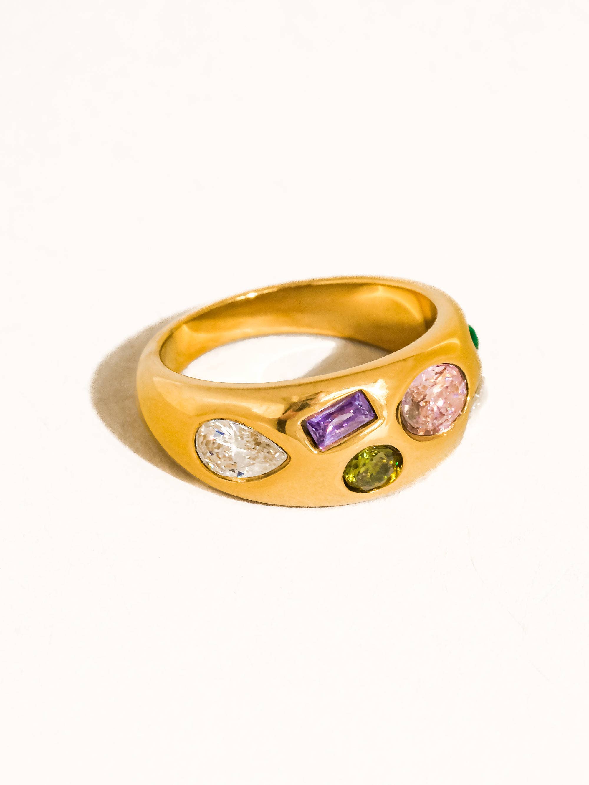 Orlume 18K Gold Non-Tarnish Colorful CZ Dome Ring