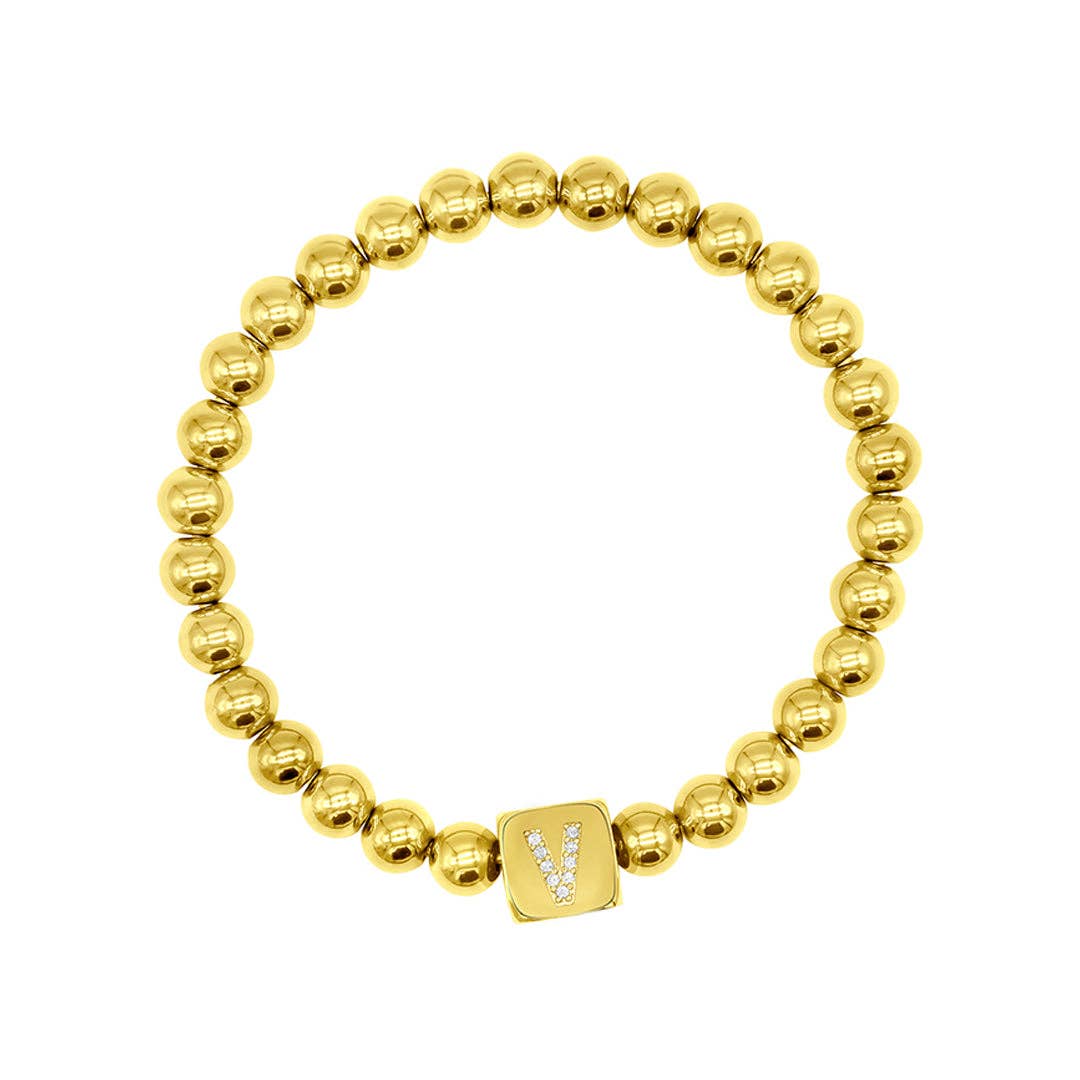 Initial Cube Stretch Bracelet