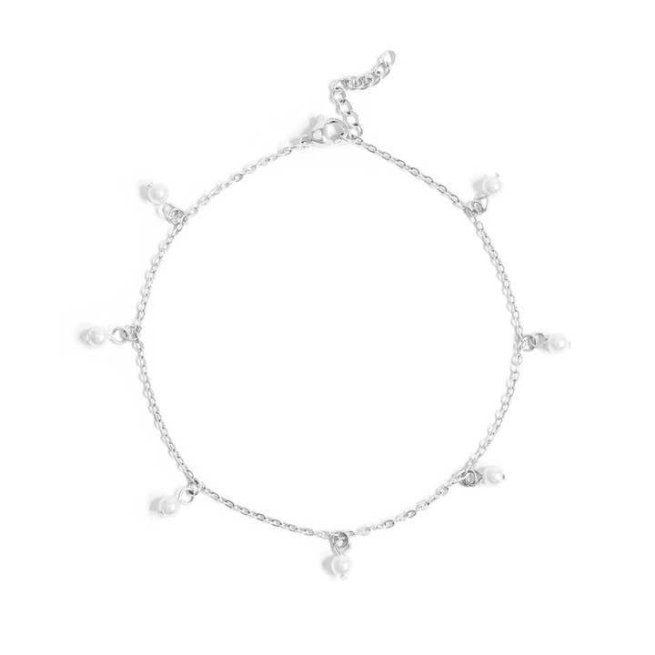 TT33-Stainless Steel SS Pearl Charm Anklet
