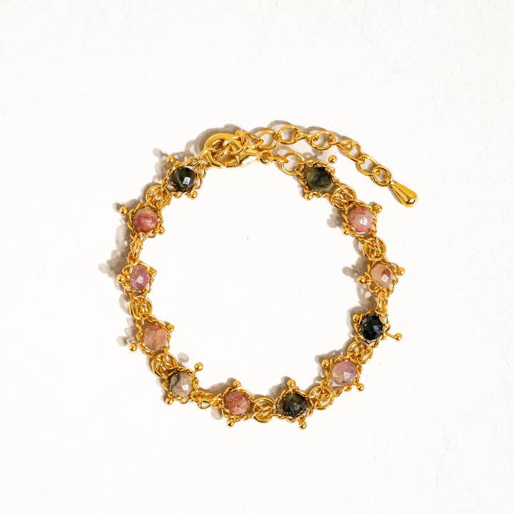 Skylar 18K Gold Multi-Stone Chained Bracelet