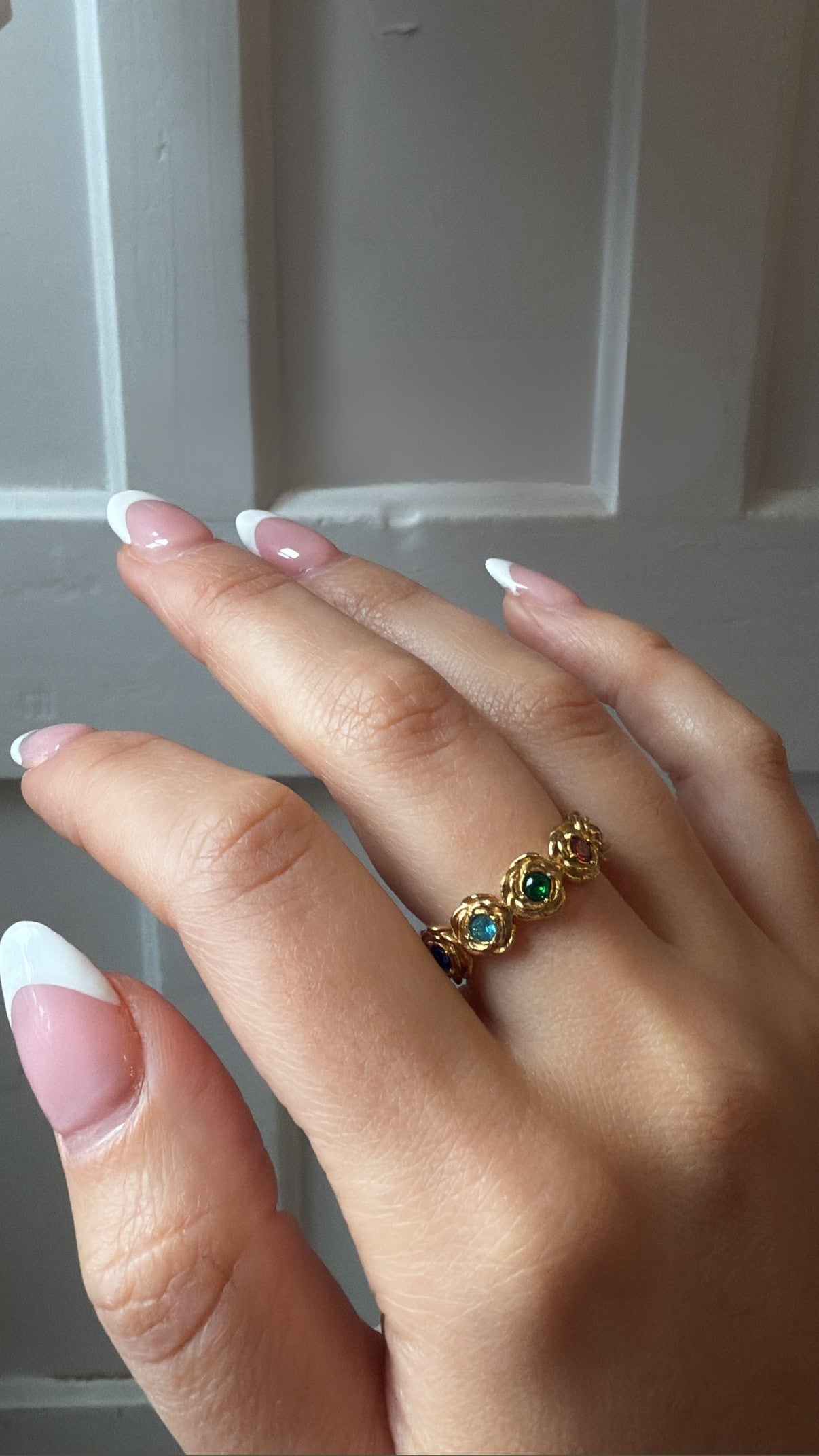 Frances 18K Gold Non-Tarnish Multi Stone Vintage Ring