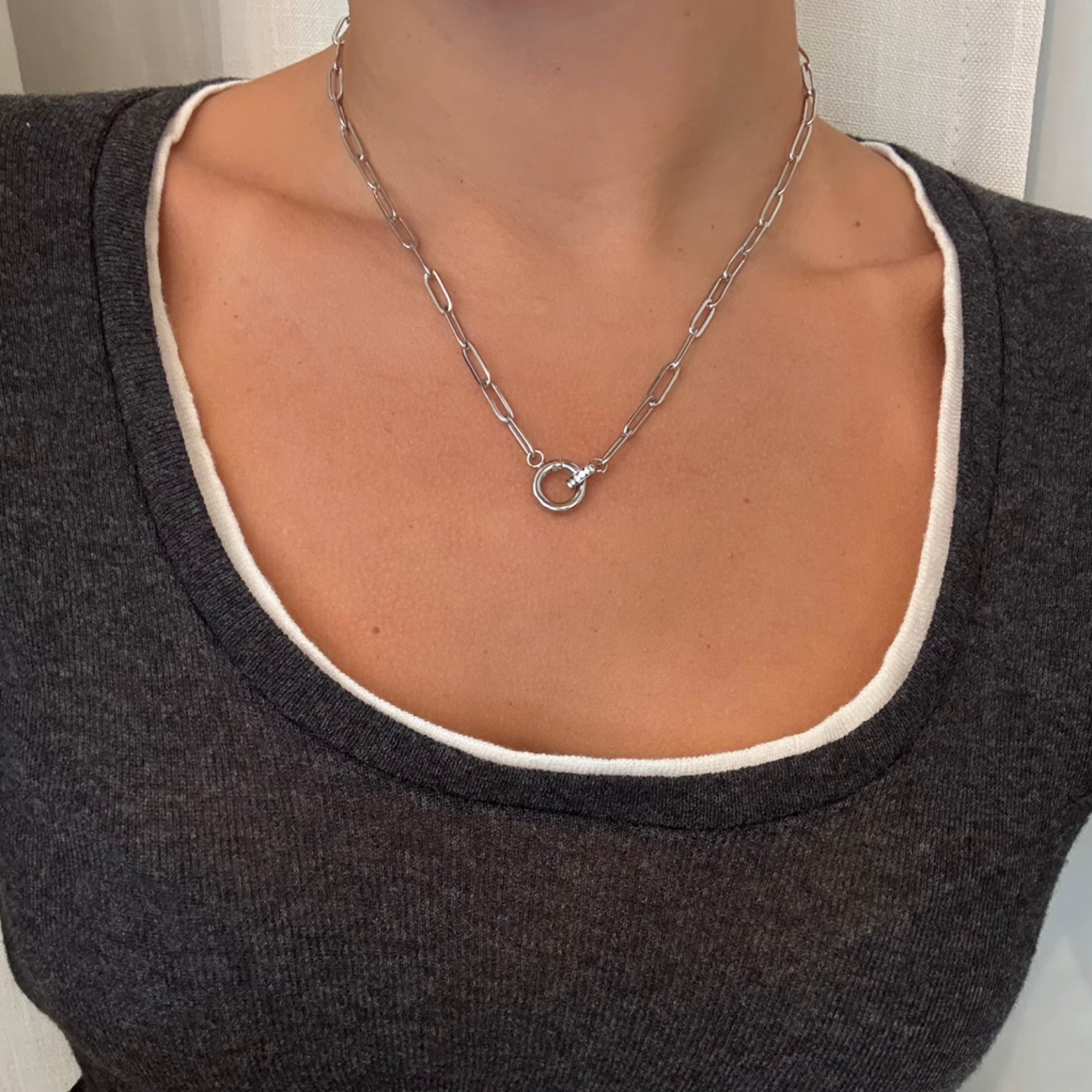 Rhinestone Charm Holder Necklace