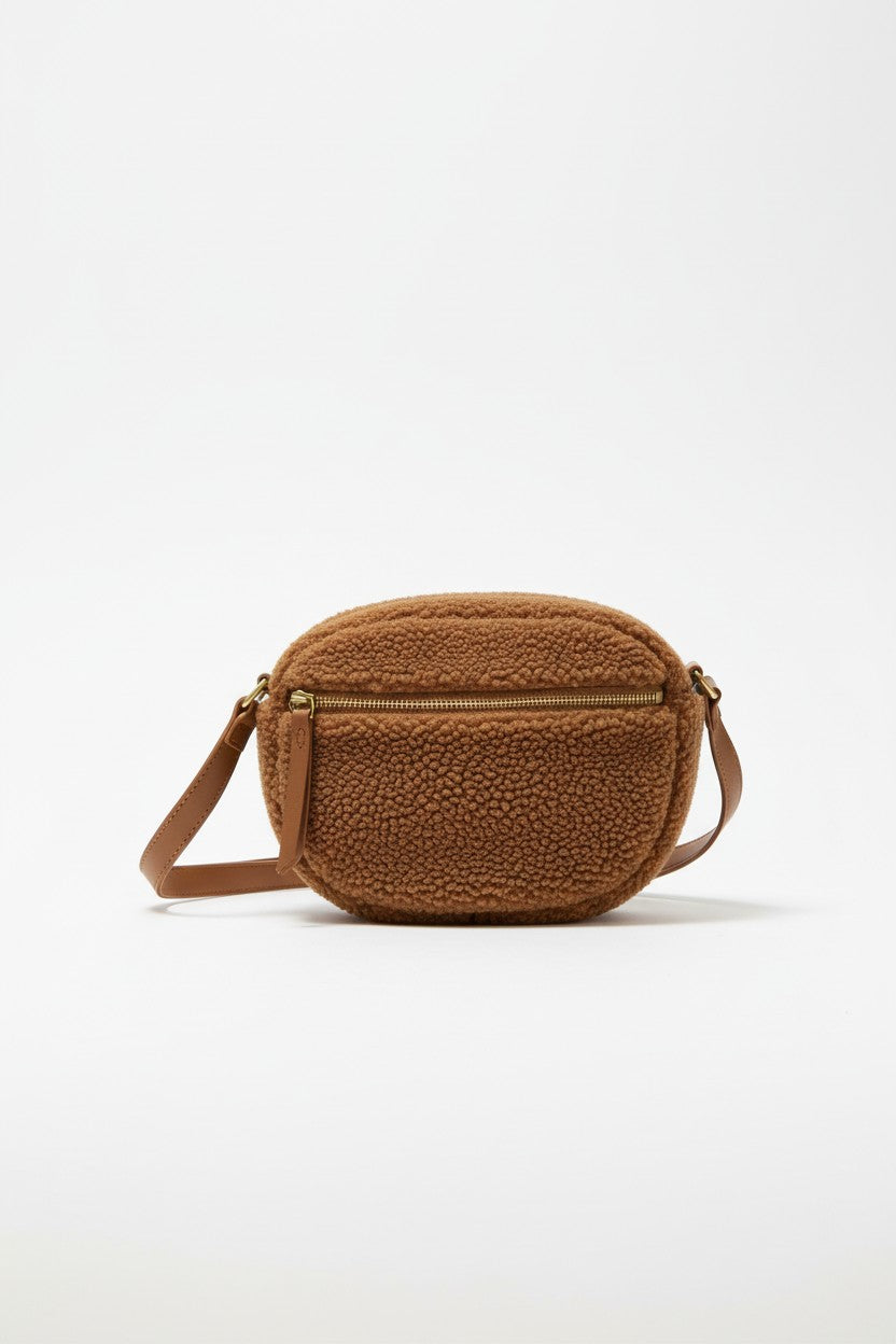 Sherpa Crossbody Sling Bag Brown